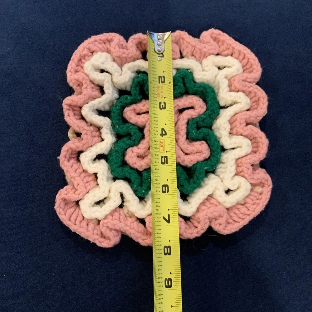 VINTAGE Hand Crocheted  70s Pot Holders‎ Hot Pads Trivet Set of 3
